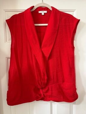 MINE Bright Red Sleeveless Knot-Front Blouse *NWOT